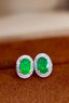 14K GOLD 1.10 CTW VIVID GREEN NATURAL EMERALD & DIAMOND EARRINGS