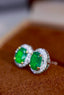 14K GOLD 1.10 CTW VIVID GREEN NATURAL EMERALD & DIAMOND EARRINGS