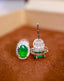 14K GOLD 1.10 CTW VIVID GREEN NATURAL EMERALD & DIAMOND EARRINGS