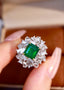 14K GOLD 3.45 CTW NATURAL EMERALD & DIAMOND RING