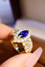 14K GOLD 3.17 CTW NATURAL SAPPHIRE & DIAMOND RING