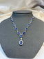 14K GOLD 10.30 CT NATURAL SAPPHIRE & DIAMOND NECKLACE