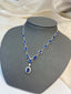 14K GOLD 10.30 CT NATURAL SAPPHIRE & DIAMOND NECKLACE