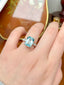 14K GOLD 5.92 CTW NATURAL AQUAMARINE & DIAMOND RING