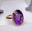 14K GOLD 9.76 CTW NATURAL AMETHYST & DIAMOND RING