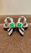 14K GOLD 0.40 CT NATURAL EMERALD & DIAMOND EARRINGS