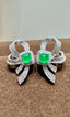 14K GOLD 0.40 CT NATURAL EMERALD & DIAMOND EARRINGS