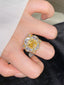 14K GOLD 4.47 CTW NATURAL YELLOW DIAMOND & DIAMOND RING