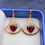 14K GOLD 6.85 CT NATURAL GARNET & DIAMOND EARRINGS