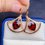 14K GOLD 6.85 CT NATURAL GARNET & DIAMOND EARRINGS