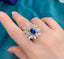 14K GOLD 3.63 CTW VIVID BLUE NATURAL SAPPHIRE & DIAMOND RING