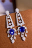 14K GOLD 2.97 CTW NATURAL SAPPHIRE & DIAMOND EARRINGS