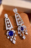 14K GOLD 2.97 CTW NATURAL SAPPHIRE & DIAMOND EARRINGS