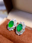 14K GOLD 4.15 CTW VIVID GREEN NATURAL EMERALD & DIAMOND EARRINGS