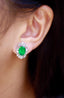 14K GOLD 4.15 CTW VIVID GREEN NATURAL EMERALD & DIAMOND EARRINGS