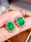 14K GOLD 4.15 CTW VIVID GREEN NATURAL EMERALD & DIAMOND EARRINGS