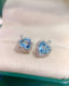 14K GOLD 1.25 CT NATURAL AQUAMARINE & DIAMOND EARRINGS