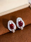 14K GOLD 1.92 CTW NATURAL RUBY & DIAMOND EARRINGS