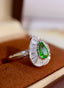 14K GOLD 1.93 CTW VIVID GREEN NATURAL TSAVORITE & DIAMOND RING