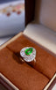 14K GOLD 1.93 CTW VIVID GREEN NATURAL TSAVORITE & DIAMOND RING