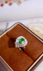 14K GOLD 1.93 CTW VIVID GREEN NATURAL TSAVORITE & DIAMOND RING