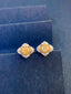 14K GOLD 2.30 CTW NATURAL YELLOW DIAMOND & DIAMOND EARRINGS