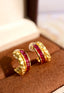 14K GOLD 2.10 CT NATURAL RUBY EARRINGS