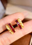 14K GOLD 2.10 CT NATURAL RUBY EARRINGS