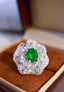 14K GOLD 3.32 CTW NATURAL EMERALD & DIAMOND RING