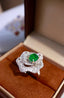 14K GOLD 3.32 CTW NATURAL EMERALD & DIAMOND RING