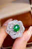 14K GOLD 3.32 CTW NATURAL EMERALD & DIAMOND RING