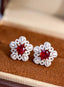 14K GOLD 1.89 CTW NATURAL RUBY & DIAMOND EARRINGS