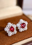 14K GOLD 1.89 CTW NATURAL RUBY & DIAMOND EARRINGS