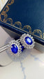 14K GOLD 4.14 CTW NATURAL SAPPHIRE & DIAMOND EARRINGS