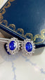 14K GOLD 4.14 CTW NATURAL SAPPHIRE & DIAMOND EARRINGS