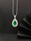 14K GOLD 3.39 CTW VIVID GREEN NATURAL EMERALD & DIAMOND PENDANT( WITHOUT CHAIN )