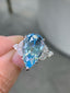 14K GOLD 6.97 CTW NATURAL AQUAMARINE & DIAMOND RING