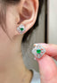 14K GOLD 0.34 CT VIVID GREEN NATURAL EMERALD & DIAMOND EARRINGS