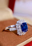 14K GOLD 3.74 CTW VIVID BLUE NATURAL SAPPHIRE & DIAMOND RING