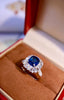 14K GOLD 3.74 CTW VIVID BLUE NATURAL SAPPHIRE & DIAMOND RING