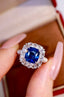 14K GOLD 3.74 CTW VIVID BLUE NATURAL SAPPHIRE & DIAMOND RING