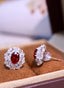 14K GOLD 2.89 CTW VIVID RED NATURAL RUBY & DIAMOND EARRINGS