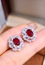 14K GOLD 2.89 CTW VIVID RED NATURAL RUBY & DIAMOND EARRINGS