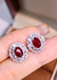 14K GOLD 2.89 CTW VIVID RED NATURAL RUBY & DIAMOND EARRINGS