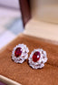 14K GOLD 2.89 CTW VIVID RED NATURAL RUBY & DIAMOND EARRINGS