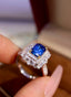 14K GOLD 2.34 CTW VIVID BLUE NATURAL SAPPHIRE & DIAMOND RING