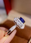 14K GOLD 2.34 CTW VIVID BLUE NATURAL SAPPHIRE & DIAMOND RING