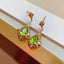 14K GOLD 1.59 CT NATURAL TOURMALINE & DIAMOND EARRINGS