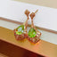 14K GOLD 1.59 CT NATURAL TOURMALINE & DIAMOND EARRINGS