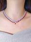 14K GOLD 9.4 CTW NATURAL RUBY & DIAMOND NECKLACE